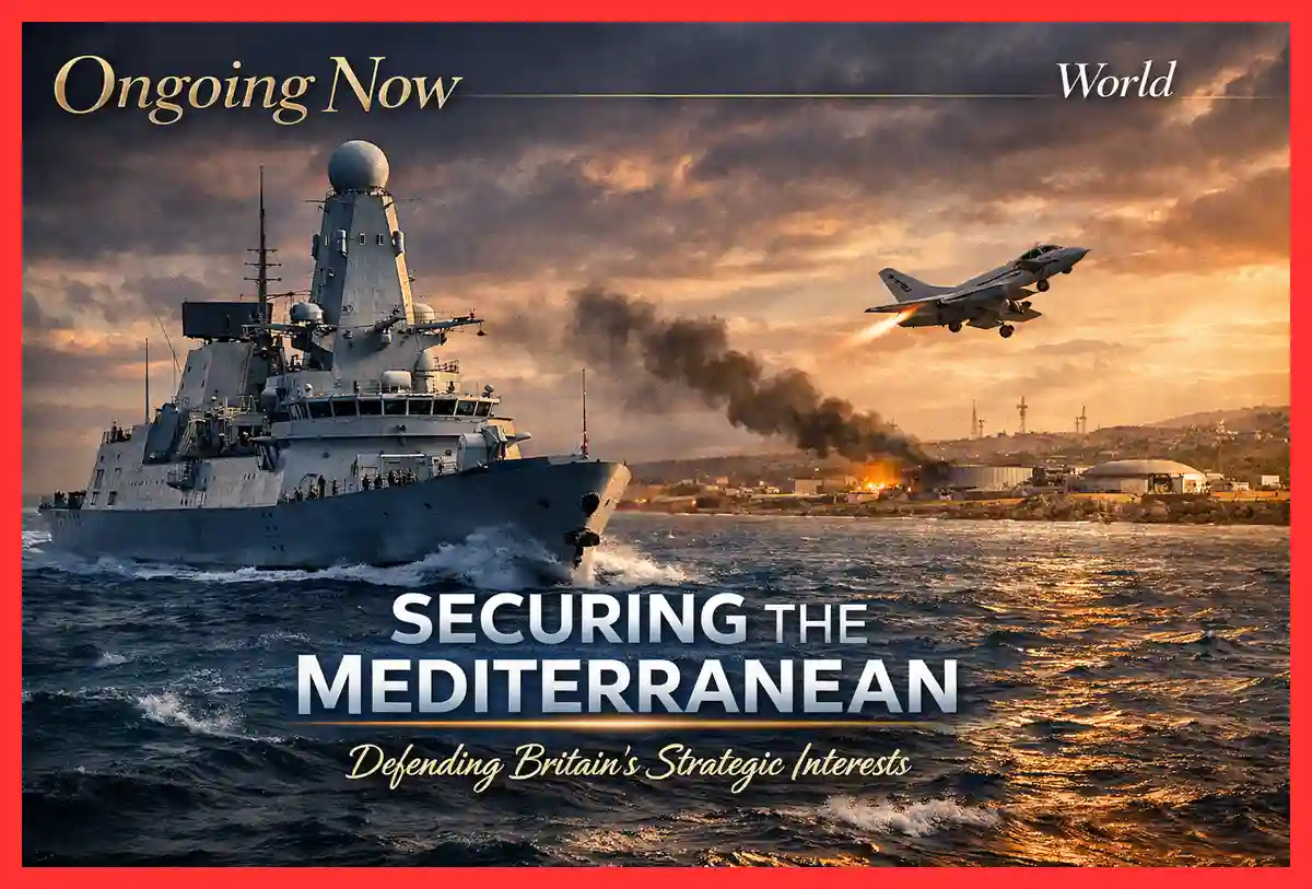 The Royal Navy destroyer HMS Duncan moves to the Eastern Mediterranean to secure British Sovereign Base Areas following a drone strike at RAF Akrotiri.