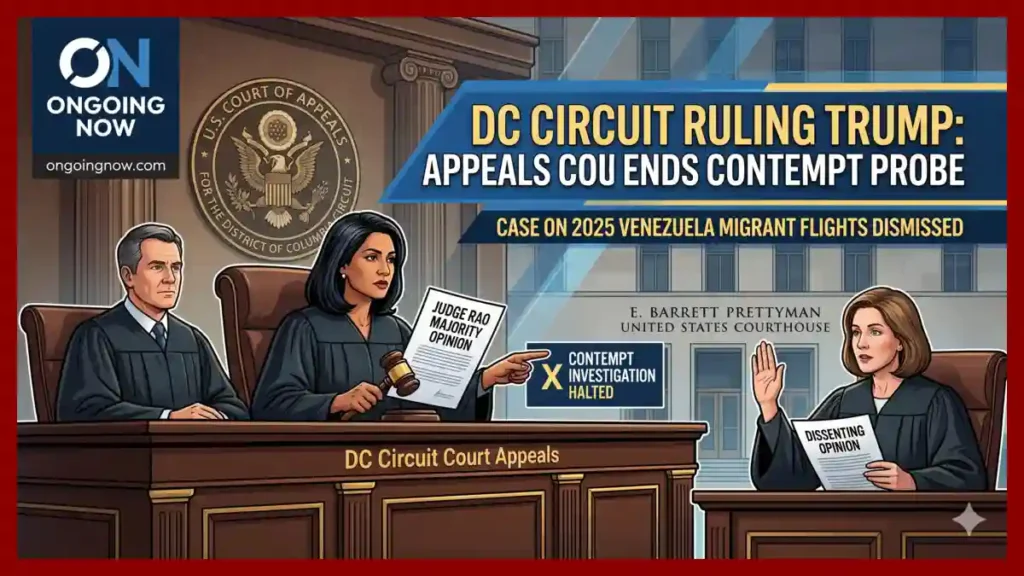 DC Circuit Ruling Trump Why Contempt Case Halted | Visual interpretation generated via AI for Ongoing Now.