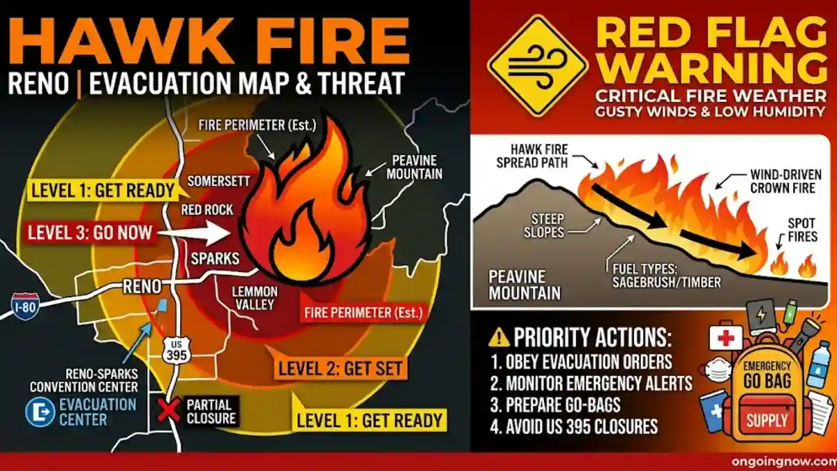 How the Hawk Fire Reno Spread Across Peavine Slopes to Threaten Subdivisions